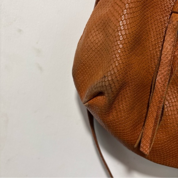 FOLEY + CORINNA City Tote Handbag Croc Embossed Leather Mid Shoulder Bag Brown - Picture 9 of 11